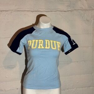 VTG Purdue Boilermakers‎ Raglan T-Shirt Blue Mascot Sleeve Venley Size S
